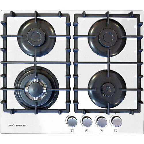 Газовая варочная поверхность GRUNHELM GPG 6254 WF (4 конфорки, чугун, закаленное стекло, белая) Київ - зображення 9