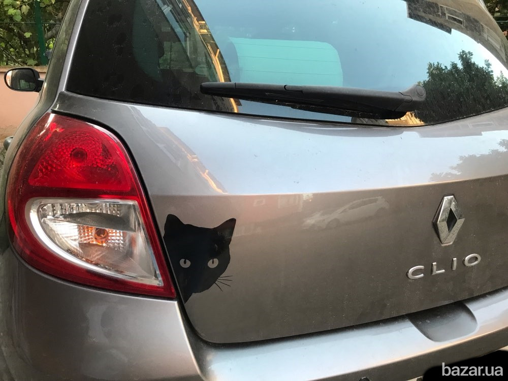 Наклейка на авто Кот на авто Чёрная ,Белая светоотражающая Бориспіль - зображення 5