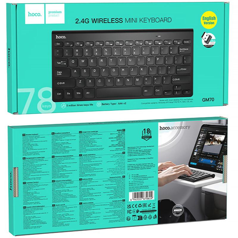 Беспроводная клавиатура Hoco GM70 Dragon mini 2.4G (English version) Херсон - зображення 2