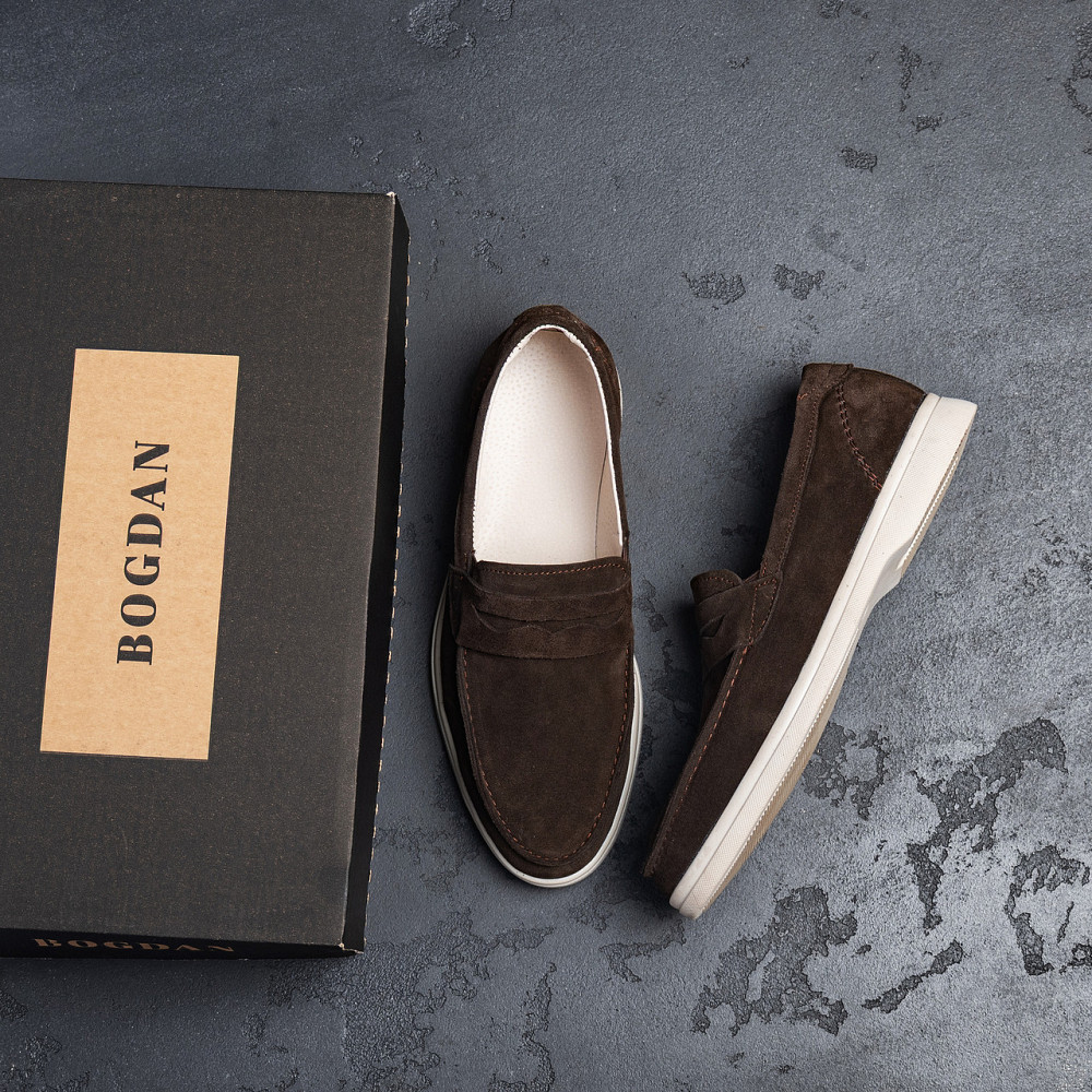 Мужские кожаные лоферы Dark Chocolate Київ - зображення 10