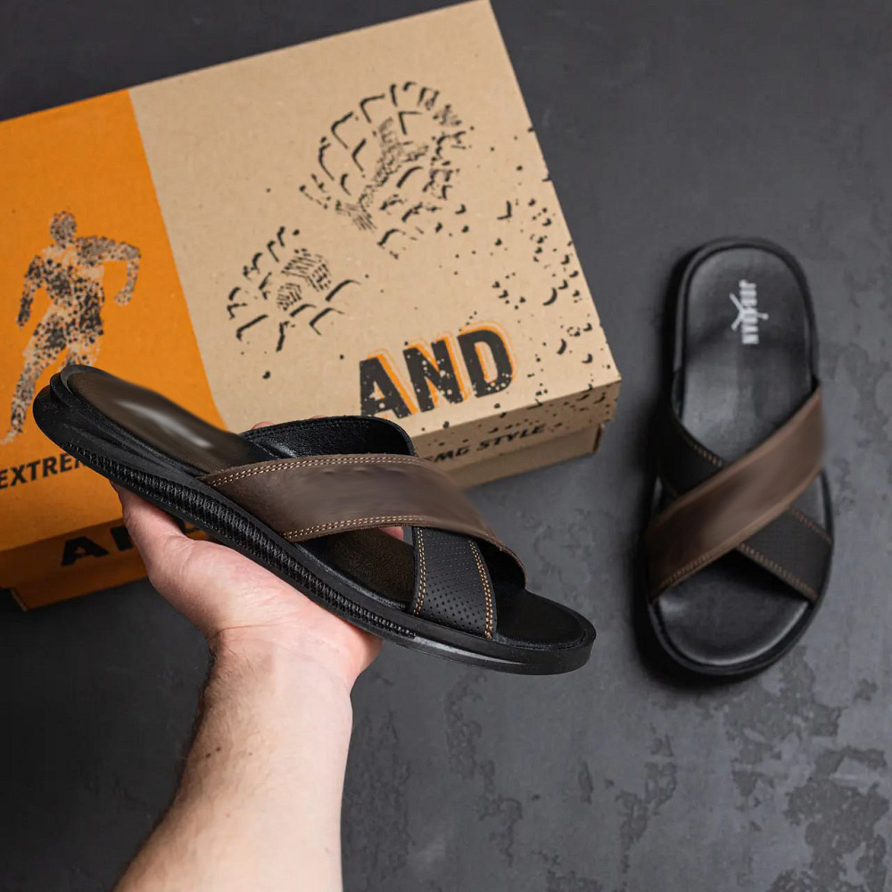 Мужские кожаные  летние шлепанцы-сланцы Київ - зображення 8