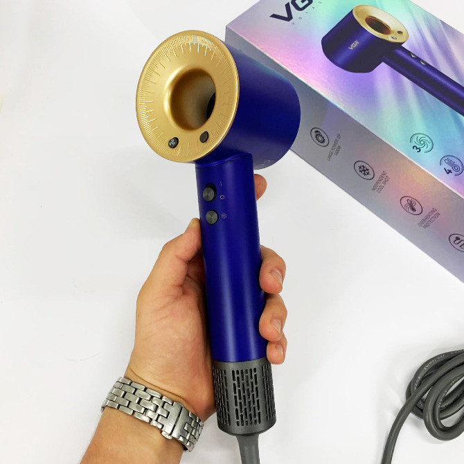 Фен професійний VGR V-445 BLUE, 3 рівні обдування, 4 рівні температури, 1600 Вт Харків - зображення 5