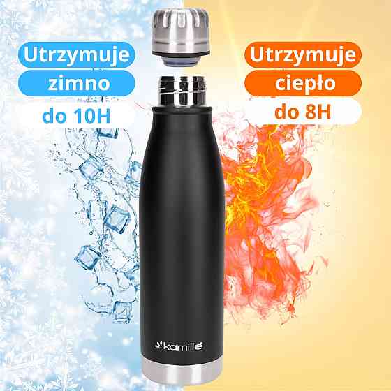 Термос-бутылка Kamille 500 мл из нержавеющей стали черный КМ 2037 Одесса