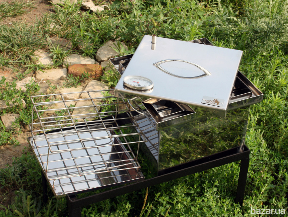 Коптильня с термометром SmokeHouse S DeLuxe с подставкой Харьков - изображение 7