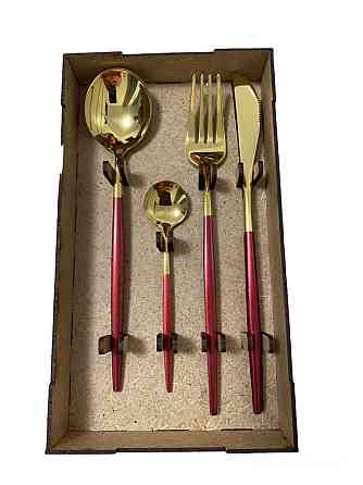 Набор столовых приборов бордовый на 2 персоны (код 00247) Київ
