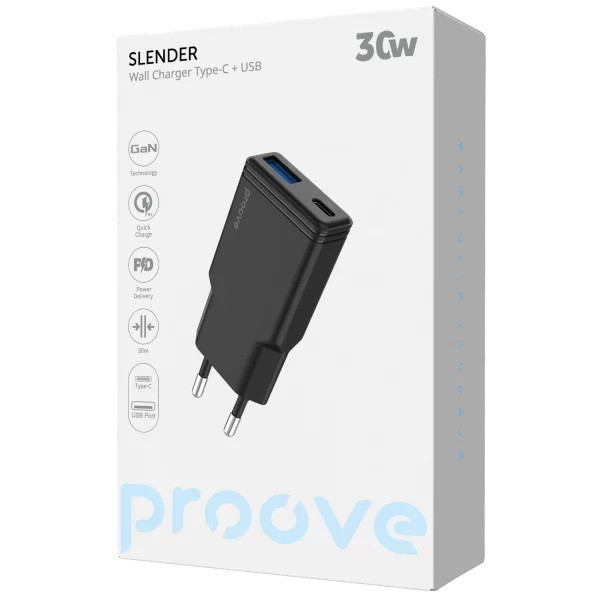 МЗП Proove Slender 30W (Type-C + USB) Black (WCSL30110001) (Код товару:41971) Харків - зображення 2
