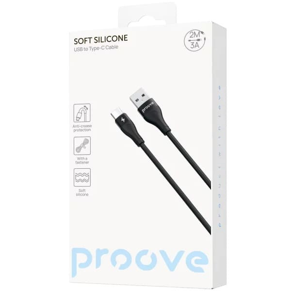 Кабель Proove Soft Silicone USB to Type-C 3A 2m Black (CCSO20001221) Харків - зображення 4