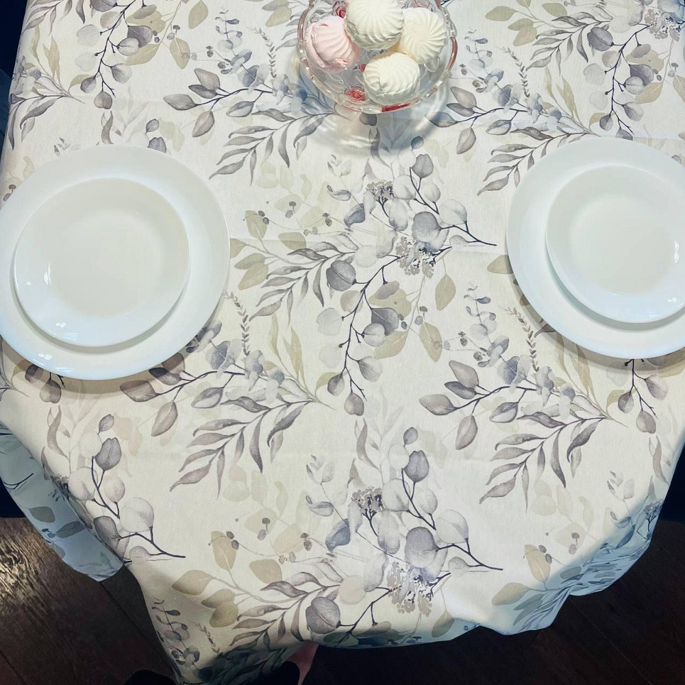 Скатерть водоотталкивающая 120х170см Эвкалипт Серый Одесса - изображение 4