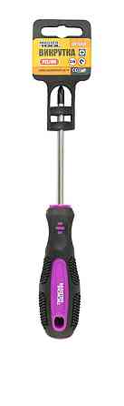 Отвёртка крестовая магнитная MASTERTOOL PZ2х100 мм ручка с TPR покрытием 48-5910 Харків