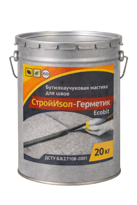 СтройИзол-Герметик ЭКОБИТ ведро 20,0 кг бутилкаучуковая мастика для швов ДСТУ Б В.2.7-108-2001 Дніпро - зображення 1