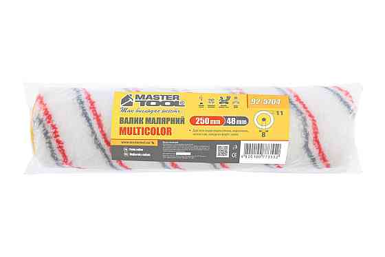 Валик малярный MASTERTOOL Multicolor 48/250/11 мм Ø 8 мм 92-5704 Харків