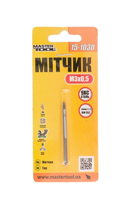 Метчик для нарезания резьбы MASTERTOOL M3х0,5 мм 9ХС DIN 352 15-1030 Харків - зображення 2