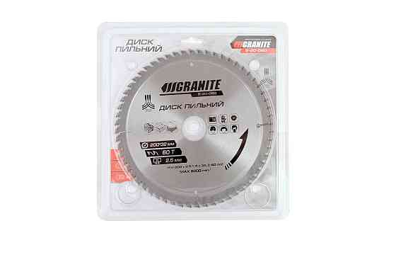 Диск пильный для дерева GRANITE с твердосплавными напайками 200х32х60Т адапт 32-30/32-25.4 7600 об/м Харків