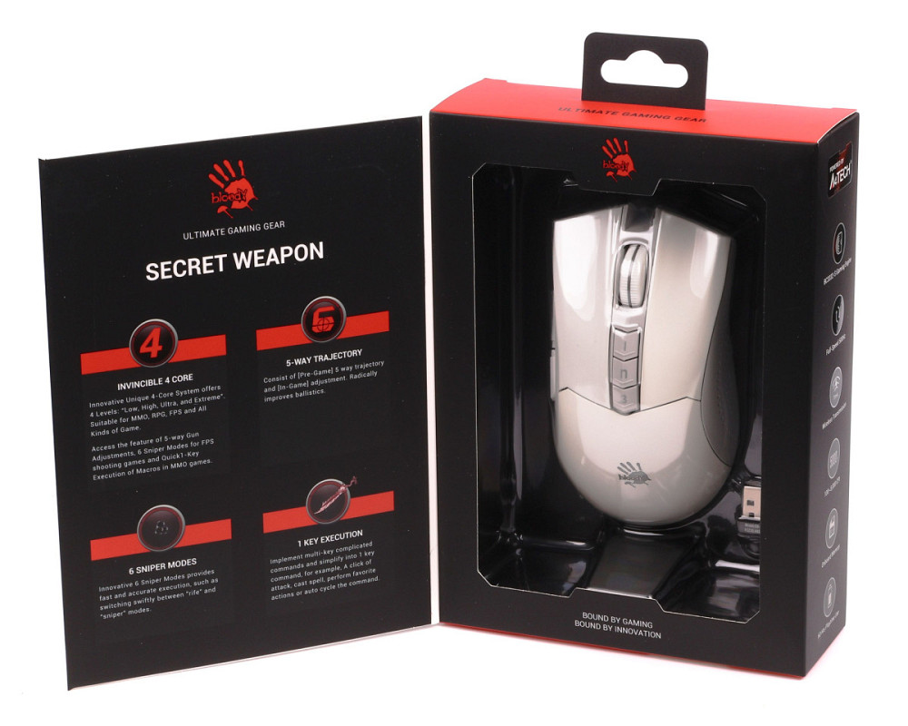 Мышь компьютерная безпроводная Bloody R90 Plus Greyish White белая Київ - зображення 10