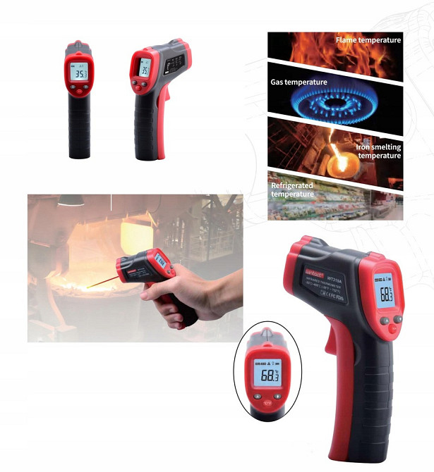 Бесконтактный инфракрасный термометр (пирометр)  -50-600°C, 12:1, EMS=0,95 WINTACT WT319B Харків - зображення 3