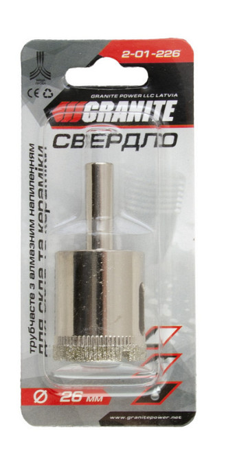Сверло для стекла и керамики GRANITE трубчатое с алмазным напылением 26 мм 2-01-226 Харків - зображення 4