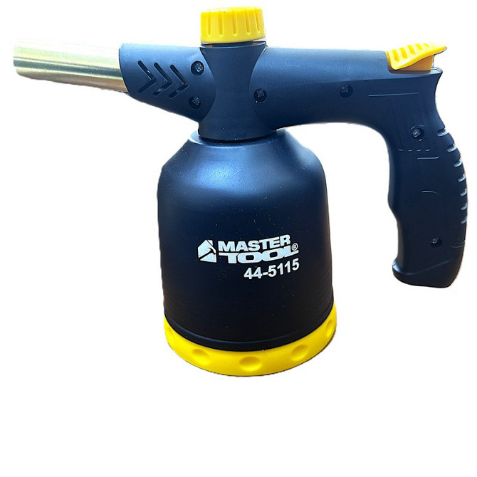 Лампа газовая паяльная MASTERTOOL пьезоподжиг/вращение 360° Ø 20.2 мм/1300°С 1.7 кВт 123 г/час 44-51 Харків - зображення 1
