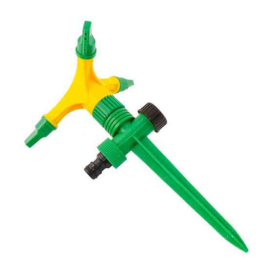 Ороситель для полива MASTERTOOL вращающийся 3-х рожковый ½" 12 м на ножке 92-9322 Харків