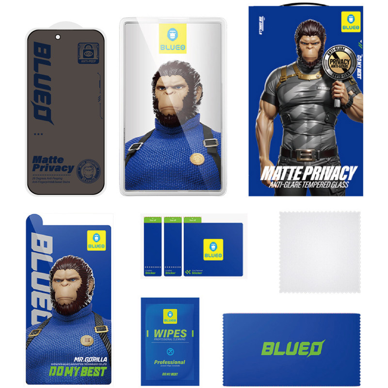 Защитное 2.5D стекло Blueo Full Cover Anti-Peep Matte для Apple iPhone 18 Pro Max (6.9") Херсон - зображення 4