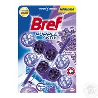 Туалетные блоки для унитаза Bref Сила Актив Цветная вода Лаванда дуопак 100г Київ - зображення 1