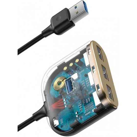 USB HUB Baseus Square round 4 in 1 (USB3.0 to USB3.0+3 USB2.0) 1m Black (CAHUB-AY01) (Код товару:176 Харків