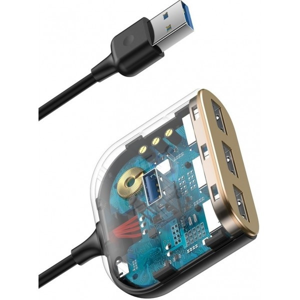 USB HUB Baseus Square round 4 in 1 (USB3.0 to USB3.0+3 USB2.0) 1m Black (CAHUB-AY01) (Код товару:176 Харків - зображення 6