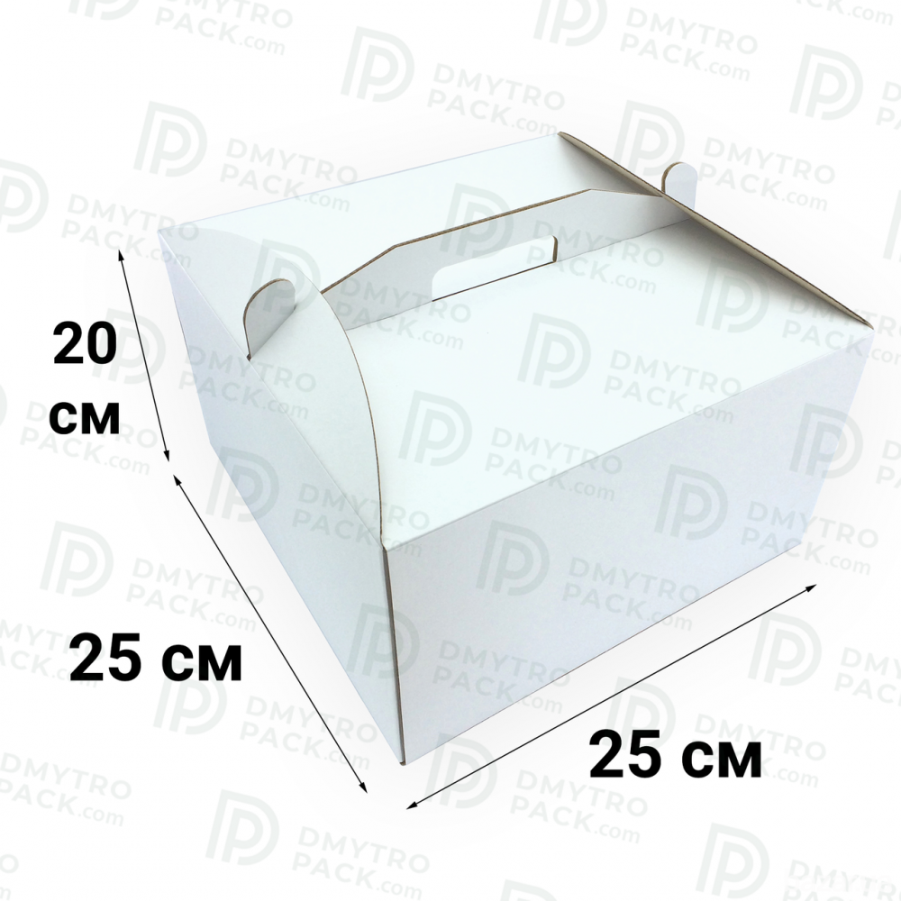 Коробка для торта 250х250х200 мм картонная белая Херсон - изображение 2