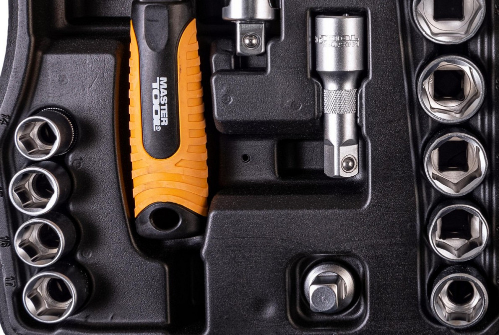 Набор инструментов MASTERTOOL PROFI ½" 21 шт 10-32 мм CrV50BV30 противоударный кейс 78-4021-PF Харків - зображення 5