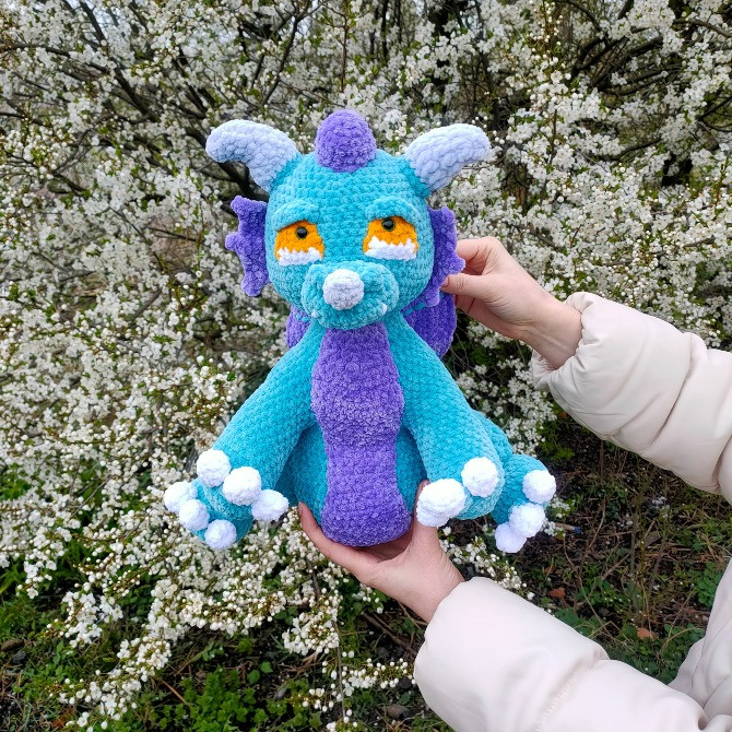 Дракон Дракоша іграшка в'язана супер м'яка ручна робота Нововолинськ - зображення 1