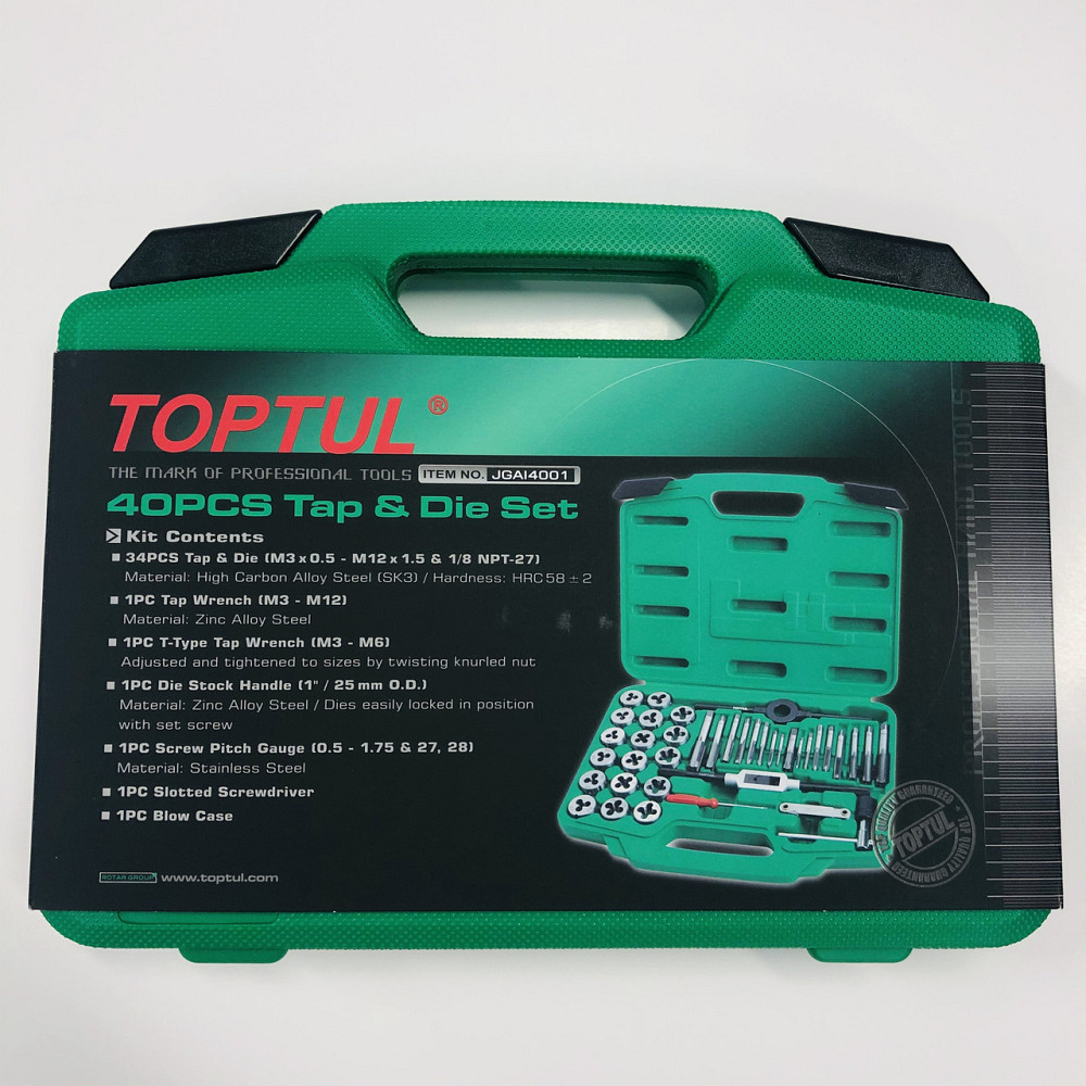 Набор резьбонарезного инструмента TOPTUL 40 ед. М3-М12 JGAI4001 Харьков - изображение 5