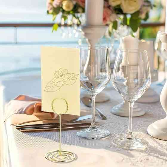 Подставки для карточек рассадки гостей, ценникодержатель Leeseph 8шт 8,5см золото MV104 Одеса