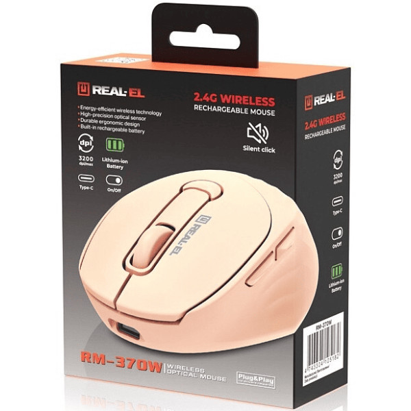 Мишка REAL-EL RM-370W Beige (EL123200056) Харків - зображення 8