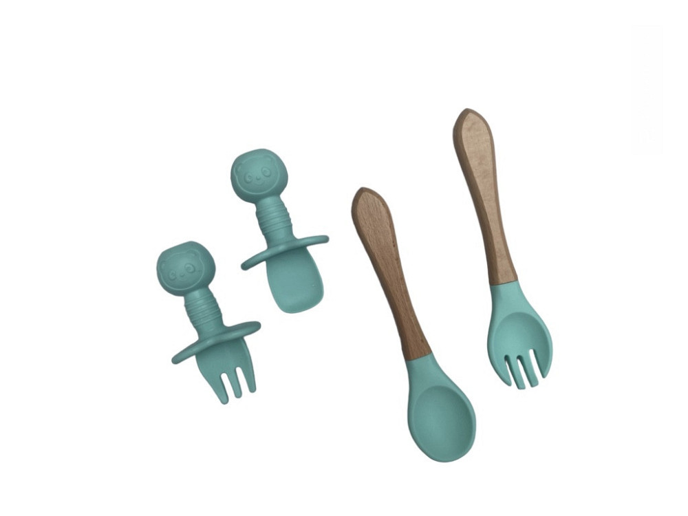 Детский силиконовый набор посуды для кормления ментоловый 12 предметов Киев - изображение 8