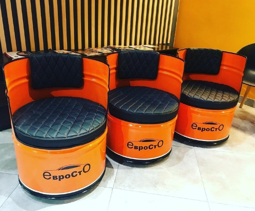 Крісло з металевої бочки з вашим логотипом | Дизайнерські лофт крісла з бочок Киев - изображение 1