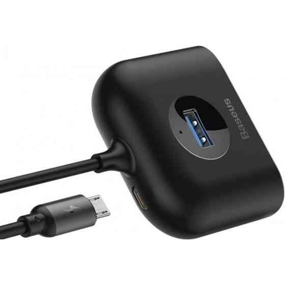 USB HUB Baseus Square round 4 in 1 (USB3.0 to USB3.0+3 USB2.0) 1m Black (CAHUB-AY01) (Код товару:176 Харків