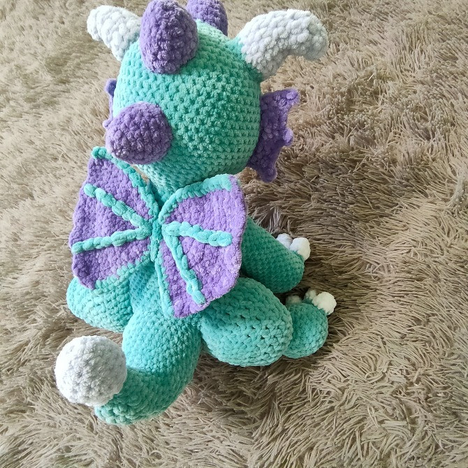 Дракон Дракоша іграшка в'язана супер м'яка ручна робота Нововолинськ - зображення 3