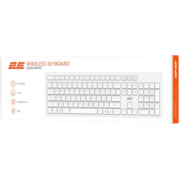 Клавіатура 2E KS260 WL EN/UKR White (2E-KS260WWH_UA) (Код товару:41569) Харків - зображення 2