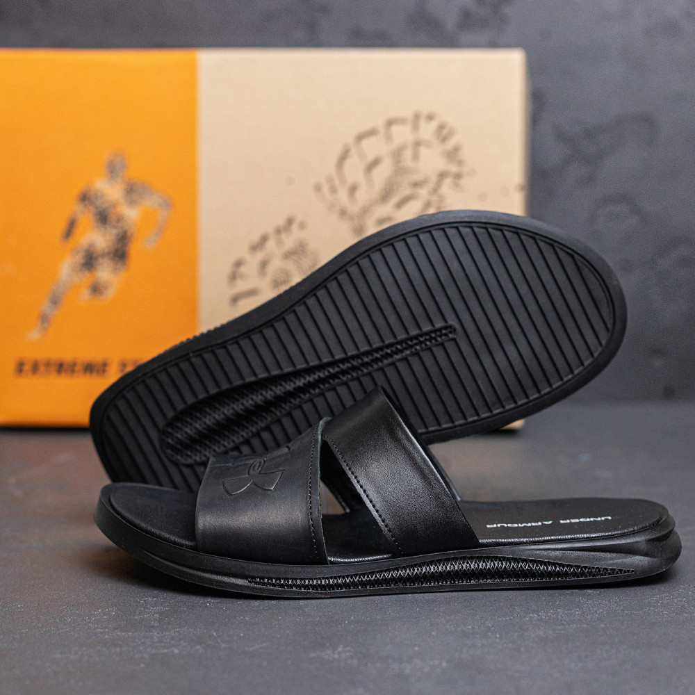 Мужские кожаные  летние шлепанцы-сланцы Under Armour Киев - изображение 8