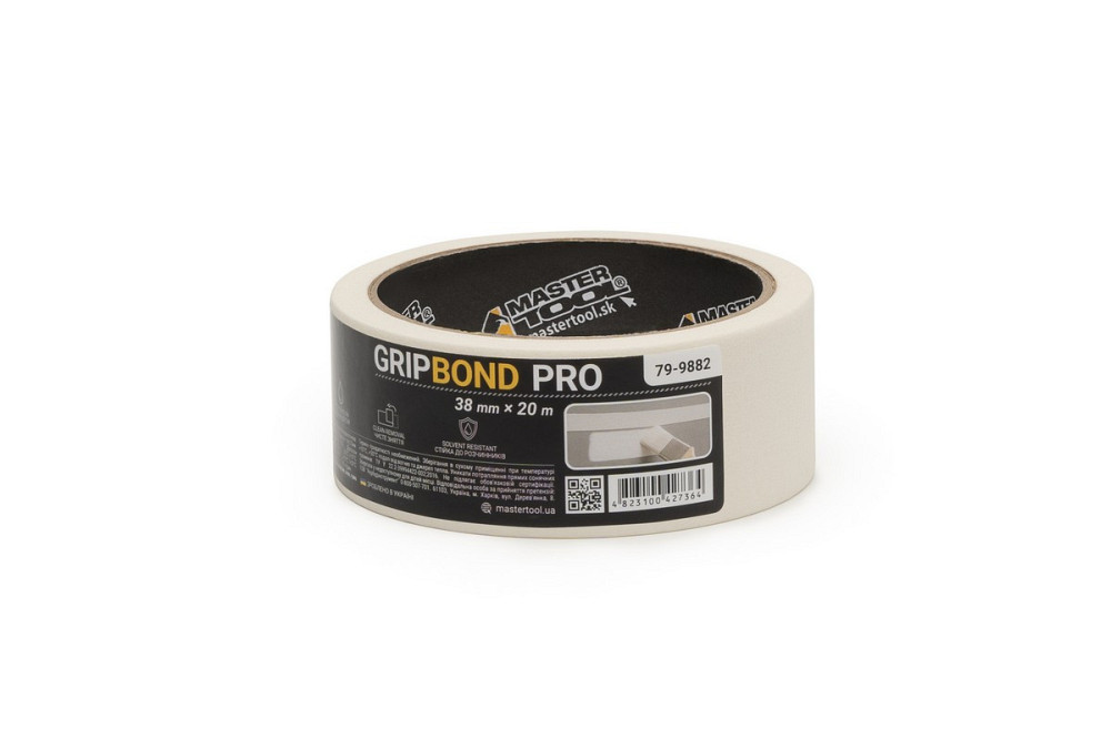 Лента малярная универсальная MASTERTOOL GripBond Pro 38 мм×20 м белая 79-9882 Харків - зображення 2