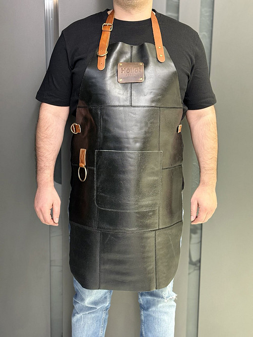 Фартук из натуральной кожи черный HollaApron Black Харків - зображення 3