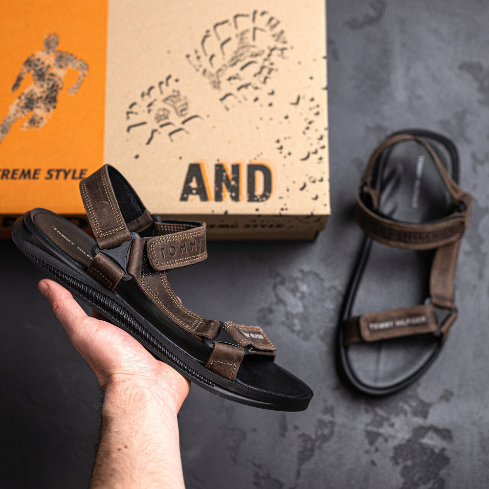 Мужские кожаные сандалии Tommy Hilfiger Brown Киев - изображение 8