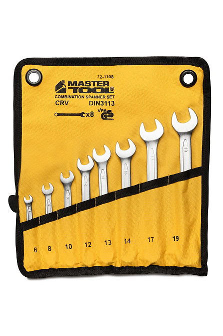 Ключи комбинированные MASTERTOOL COLD FORGED набор 8 шт (6/8/10/12/13/14/17/19 мм) 31CrV3 DIN 3113 в Харьков - изображение 1