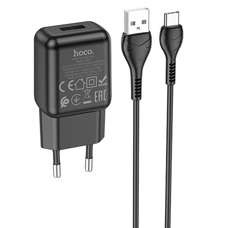 СЗУ Hoco C96A (1USB/2.1A) + кабель USB to Type-C Херсон - изображение 1