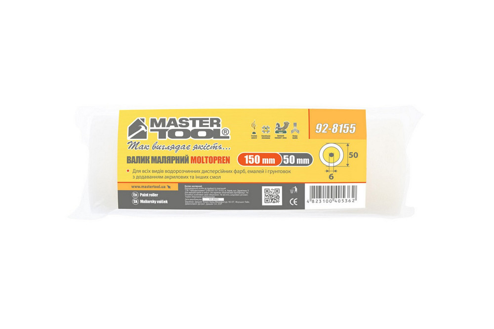 Валик малярный MASTERTOOL Moltopren 50/150 мм Ø 6 мм 92-8155 Харьков - изображение 3