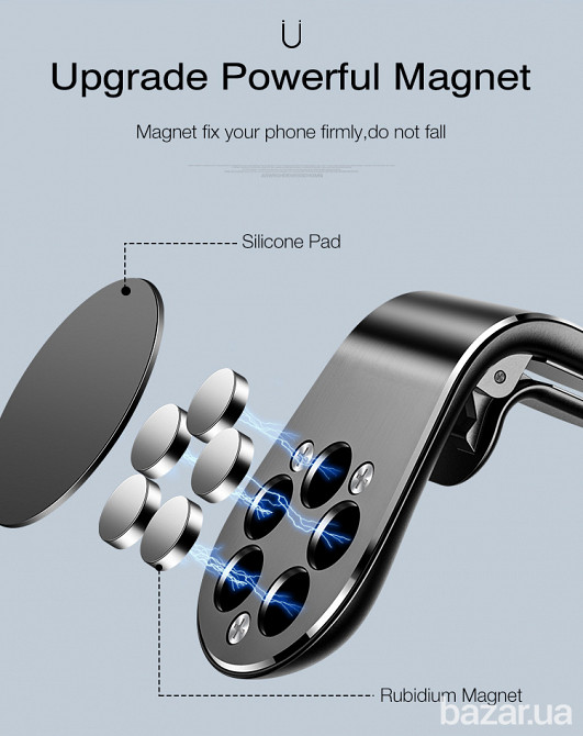 Магнитный Чёрный держатель для телефона в авто на решетку воздуховода Борисполь - изображение 7