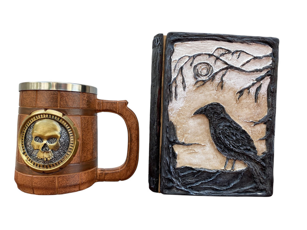 Подарочный набор Кружка 3D Череп Gold Rose и Блокнот 3D «Тень Ворона» Київ - зображення 1
