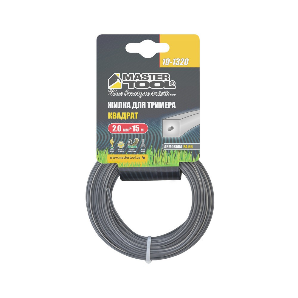 Леска для триммера MASTERTOOL КВАДРАТ АРМИРОВАННЫЙ 2,00 мм 15 м 19-1320 Харьков - изображение 2