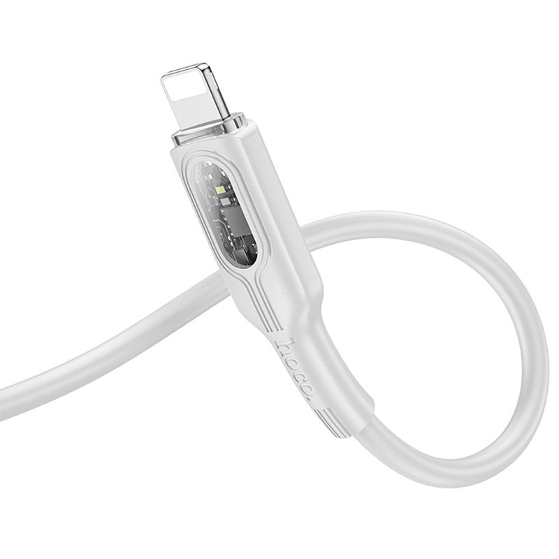 Дата кабель Hoco U120 Transparent explore intelligent power-off PD 27W Type-C to Lightning (1.2m) Херсон - изображение 8