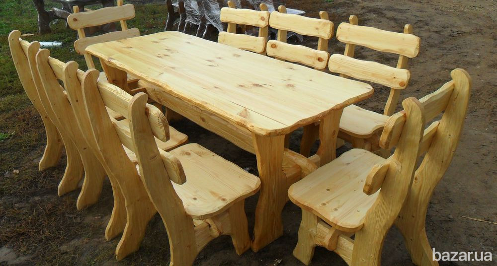 Стол из дерева. Лавка из дерева. Садовый комплект. Мебель на дачу. Дачный комплект мебели. Київ - зображення 6