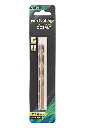 Сверло для металла WERTVOLL HSS 9.0х125 мм COBALT DIN 338 DR-5090 Харків - зображення 3